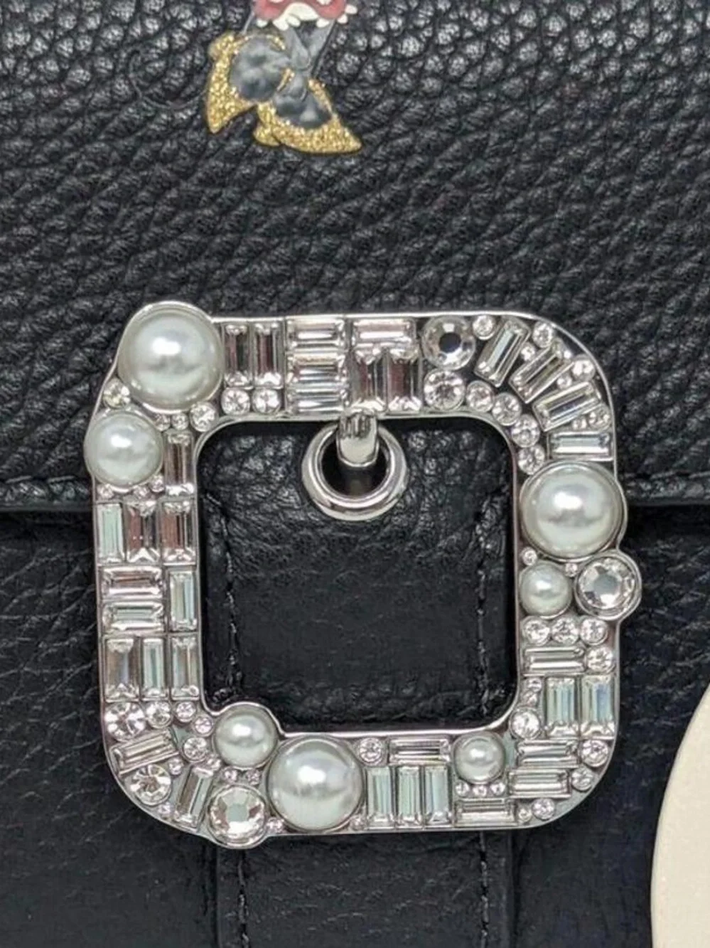 Disney Kate Spade Minnie Mouse Crossbody Wallet Clutch Rhinestone Pearl Buckle